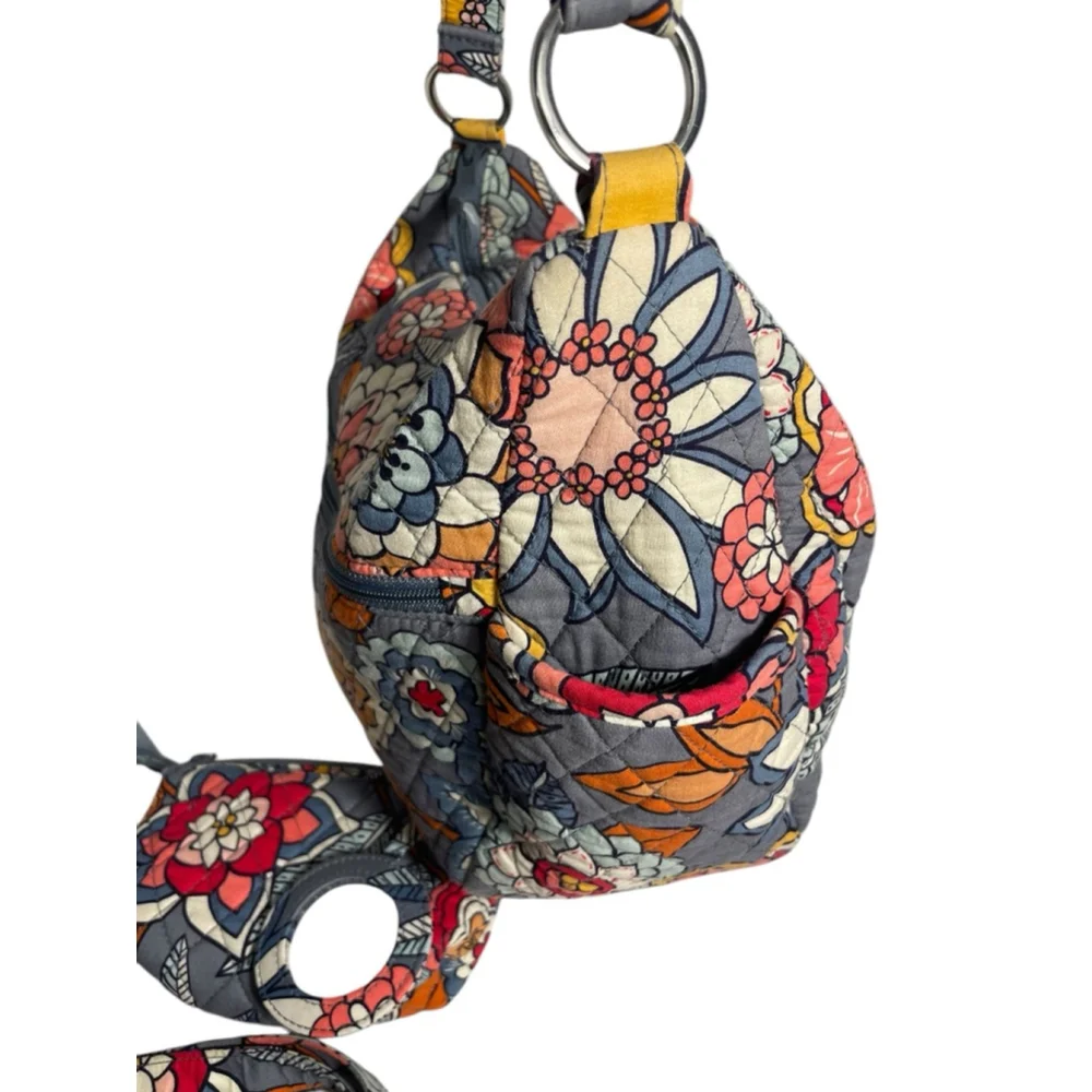 3 pc. Set Vera Bradley Shoulder /Crossbody Bag Medium Gray/Blue Floral zipper - Picture 9 of 11